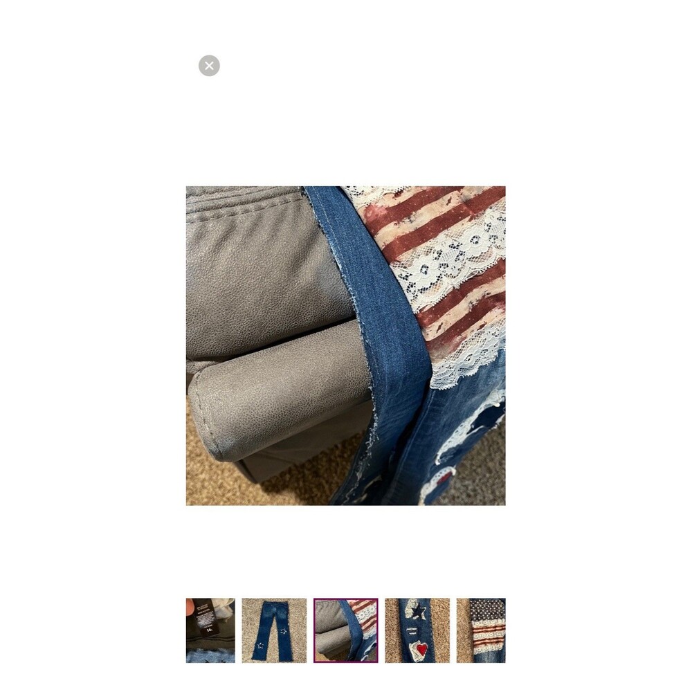 Upcycled Express Distressed Patchwork Embroidered… - image 7